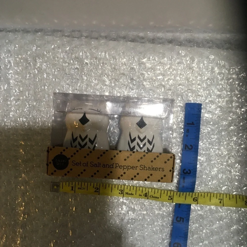Owl Salt Pepper Set Ceramic Black White